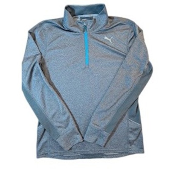 Puma Golf Pullover Mens Medium Gray 1/4 Zip Long Sleeve Running Sport Lifestyle - Picture 1 of 8